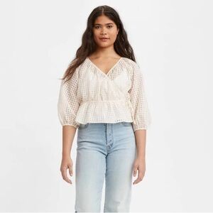 LEVIS DELILAH WRAP PUFF SLEEVE TOP